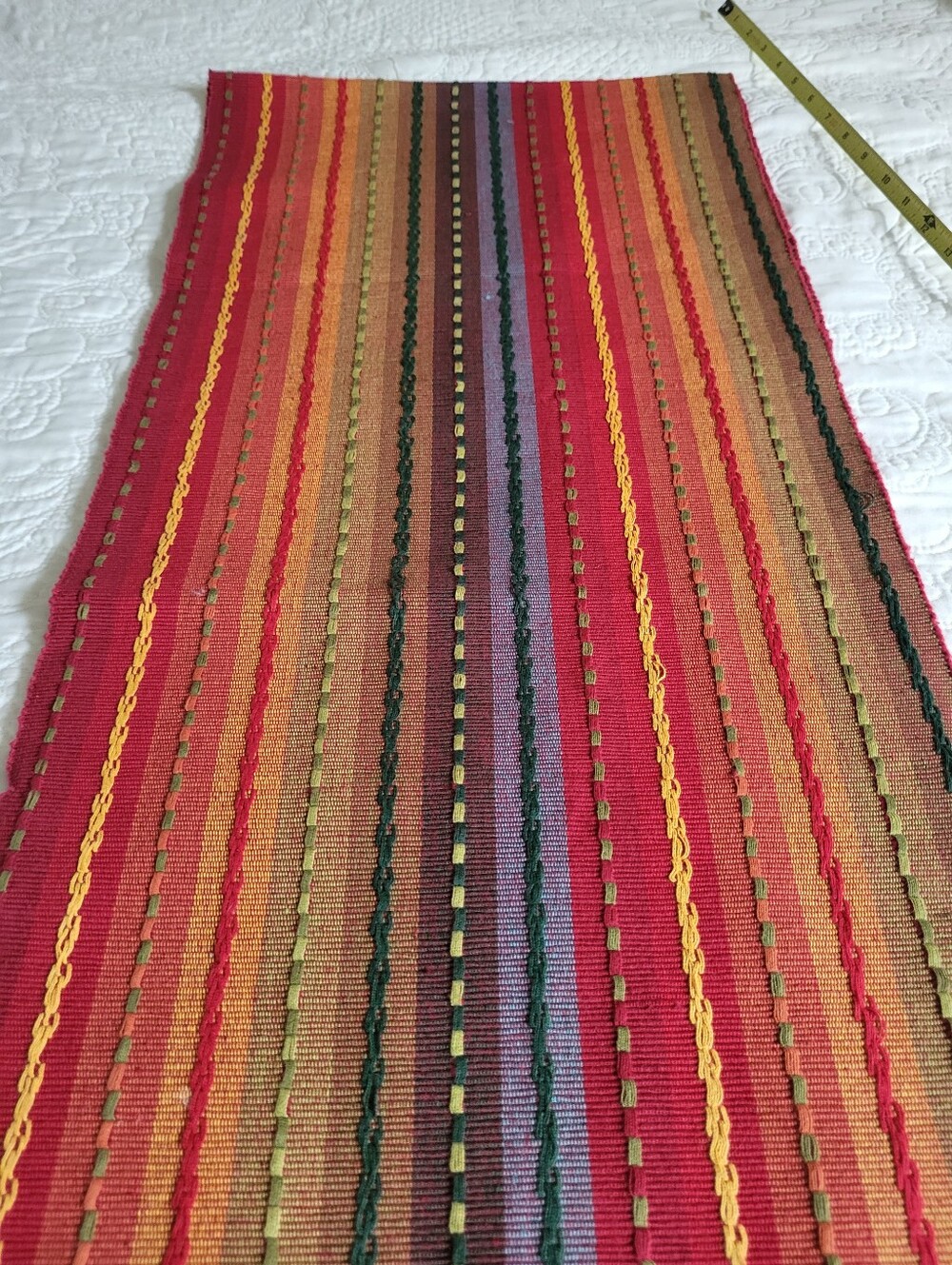 Pier 1 Imports Multicolor Boho Striped Red Accent Table Runner-72"-Fringe Ends